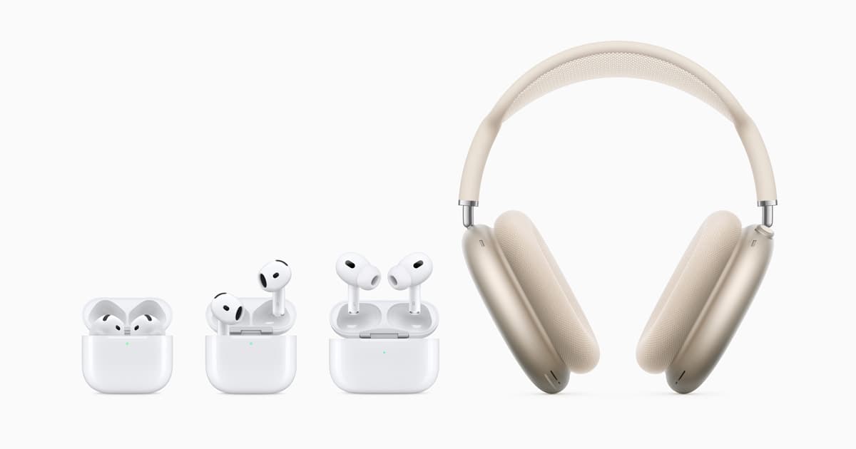 AirPods representando a linha de áudio Apple